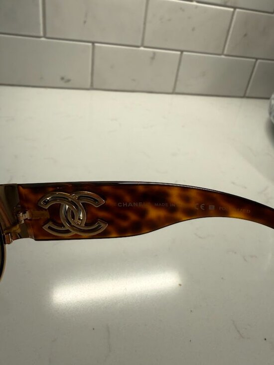 CHANEL Sunglasses Gold Frame CC Logo Wrap Aviator Sunglasses main image 6